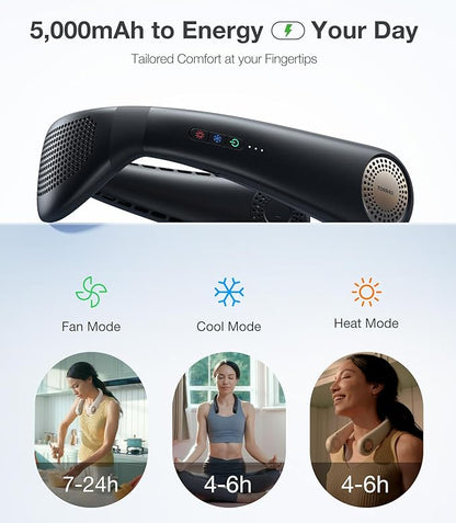 TORRAS COOLiFY Air Neck Fan Air Conditioner, 3D Airflow, Light Portable Fan Rechargeable, Personal Cooling Fan Travel Essentials, Work, Travel, Camping, Onyx Black