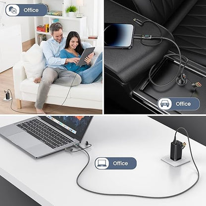 USB C to Multi Charging Cable, USAMS 100W 6.6FT 5A Type C to Type C Fast Charger Charging Cord with LED Display 5-in-1 C/A to C/Micro/IP Sync Charger Adapter Compatible for Laptop/Tablet/Phone