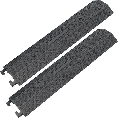 Double 40" inch Rubber Drop Over Cable Cover, 2 Pack Prevent Tripping Floor Cord Protector, Interlocking Cable Cover, Drop Track Cable Ramp, for Home, Office, Store, Warehouse (Wide - 2Pack)