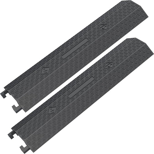 Double 40" inch Rubber Drop Over Cable Cover, 2 Pack Prevent Tripping Floor Cord Protector, Interlocking Cable Cover, Drop Track Cable Ramp, for Home, Office, Store, Warehouse (Wide - 2Pack)