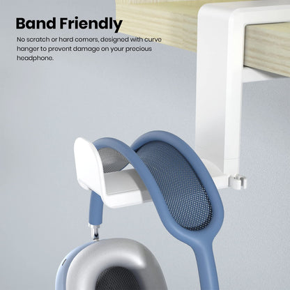EURPMASK PC Gaming Headset Stand - Adjustable Clamp-on Headphone Holder, 360 Degree Swivel & Cable Clip Organizer - White
