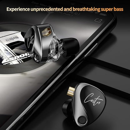 KZ Castor in Ear HiFi Earphone 2DD Dynamic High-end Tunable IEM Earphones in Ear Monitor Headphones with Silicone Tips Detachable Cabel IEMs for Singer Musician DJ On Stage (Black, Without Mic)