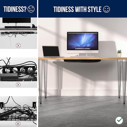 Cable Management net - Under Desk Wire Management - Flexible Under Desk Cable Management Tray Black