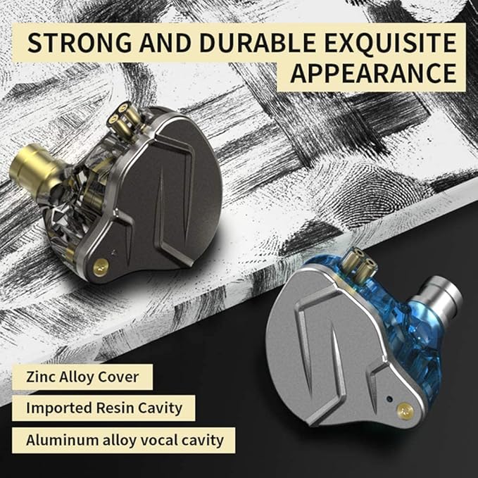 KZ ZSN Pro in-Ear Wired Headphones Noise Cancelling Earbuds with Deep Bass,Clear Sound and Ergonomic Custom-Fit Earpieces (S/M/L), 3.5mm Jack for Phones and Laptops(Grey Without Mic)