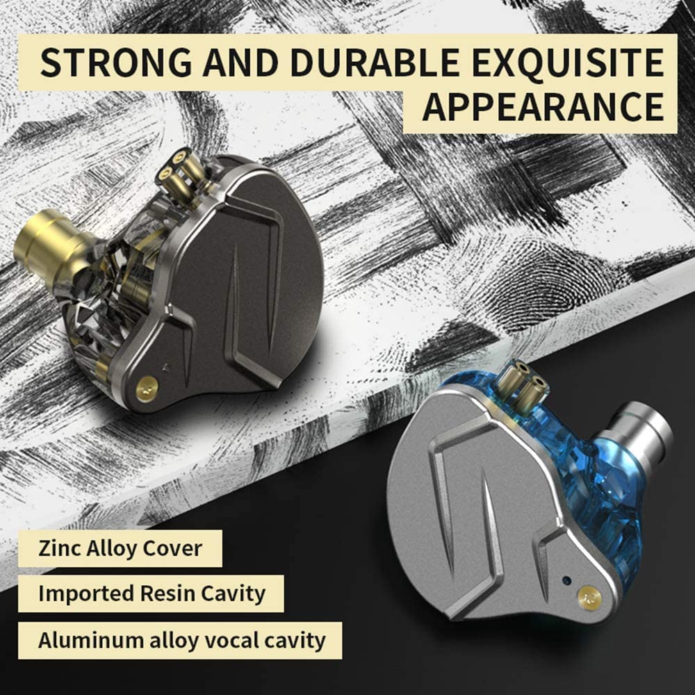 KZ ZSN Pro in-Ear Wired Headphones Noise Cancelling Earbuds with Deep Bass,Clear Sound and Ergonomic Custom-Fit Earpieces (S/M/L), 3.5mm Jack for Phones and Laptops(Grey Without Mic)