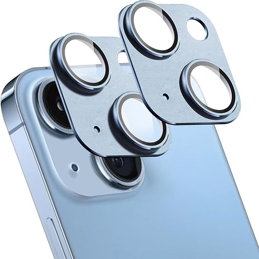 SHANG PIN JIA 2 Pack Camera Lens Protector for iPhone 14/14 Plus,[Not Easy to Breakn ] AR Tempered Glass Strong Adsorption Metal Camera Cover Screen-blue