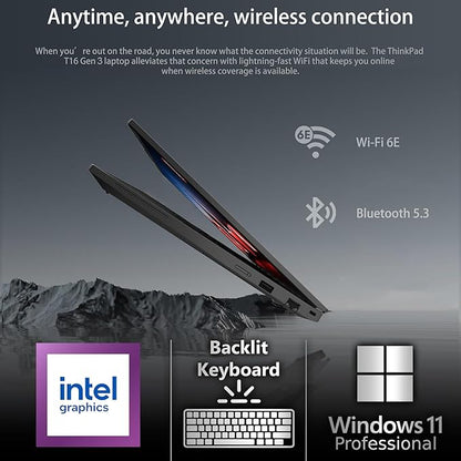 Lenovo ThinkPad T16 Gen 3 Business Laptop 16” FHD+ Display, Intel Ultra 7-155U (Beats i7-1355U), 16GB DDR5 RAM, 512GB SSD, 5MB Webcam, WiFi 6E + BT, RJ-45, HDMI, Win 11 Pro, AI Copilot - Black