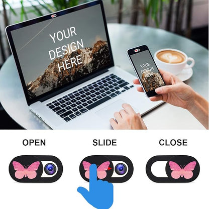 Webcam Cover Slide 6 Packs Ultra-Thin Camera Covers for Computer Laptop Desktop Smartphone to Protect Your Privacy and Security, Butterfly
