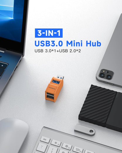 FORIDA 3 Ports USB 3.0 hub, USB Splitter to 2 USB 2.0 Out &1 USB-3.0 Port
