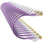 Cat6a Patch Cables 2ft (24 Pack) Slim, Cat6 Ethernet Patch Cable Pure Copper, Flexible Cat 6 Patch Cable 550MHZ 10G, Space-Saving Cat 6A Network Cables for Patch Panel, Purple