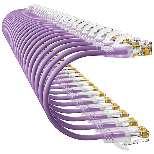 10Gsupxsel Cat6a Patch Cables 3ft (24 Pack) Slim, Cat6 Ethernet Patch Cable Pure Copper, Flexible Cat 6 Patch Cable 550MHZ 10G, Space-Saving Cat 6A Network Cables for Patch Panel, Purple