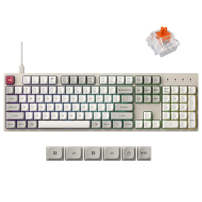 Keychron C2 Pro Wired Mechanical Keyboard with 8K Hz Polling Rate, Full Size Custom RGB Backlit Hot-Swappable, Non-Shine Through PBT Keycaps Compatible with Mac Windows Linux (Silent Red Switch)