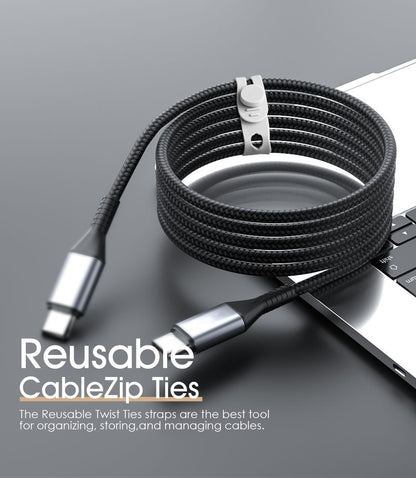 Nearockle 20Pcs Reusable Cable Ties, Adjustable Cord Organizer, 5 in-White