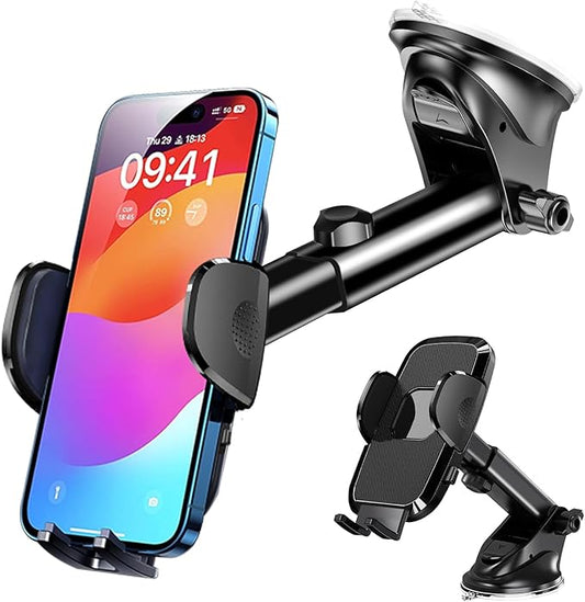[Military-grade Construction] Phone Holders for Your Car【Upgraded Suction & Clip】Cell Smartphone Mount Universal Windshield Dashboard Vent Stand Truck Cradle for iPhone 17 Pro Max 16 15 Samsung