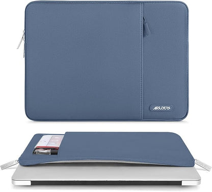 MOSISO Laptop Case 13.3 inch, 13-13.3 inch Laptop Sleeve Compatible with MacBook Air/Pro 13 / Pro 14, HP Dell ASUS Lenovo Notebook, Polyester Vertical Computer Sleeve Bag with Pocket, Steel Blue