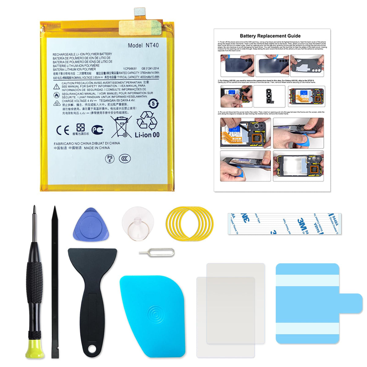 New NT40 Cellphone Battery Compatible with Moto G Pure 2021 XT2163 Series, with Instruction & DIY Toolkit