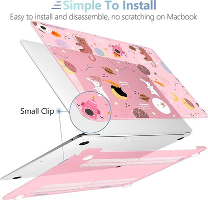 MEEgoodo for MacBook Air 13 inch Case 2021 2020 2019 2018 Released A2337 M1 A2179 A1932 with Touch ID, Plastic Hard Shell & Keyboard Cover Compatible with MacBook Air Case 13.3,Space & Animals