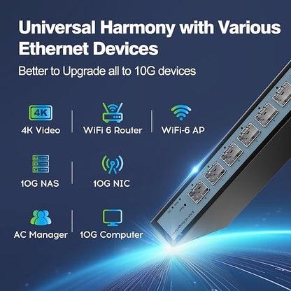 SODOLA 8 Port 10G Web Managed Switch, 8X10G SFP+ Ports, Link Aggregation/QoS/VLAN/IGMP, Wall Mounted Fanless 10Gb Multi-gig Network Switch（SFP Ports Only