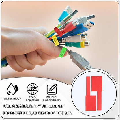 uxcell 300 Pcs Cable Labels, Waterproof Wire Cord Labels Tags, Cord Organizer Management Tags for Charger Cable Organizer Wire Markers Printer and Handwriting, Red
