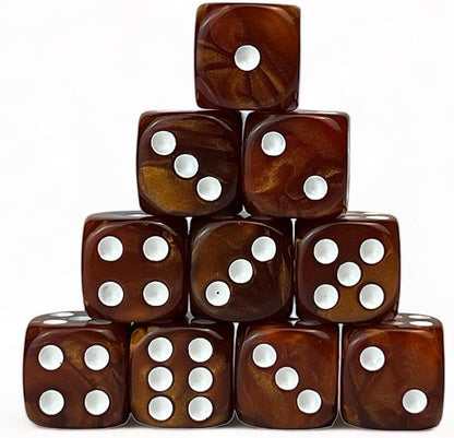 Luck Lab 10 Piece D6 Dice Pack - Acrylic Dice for RPG MTG DND Dice Table Games and Board Games (Brown Pearl)