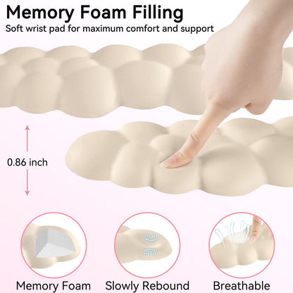 Sushret Cloud Wrist Rest for Computer Keyboard and Mouse Pad Set, Beige