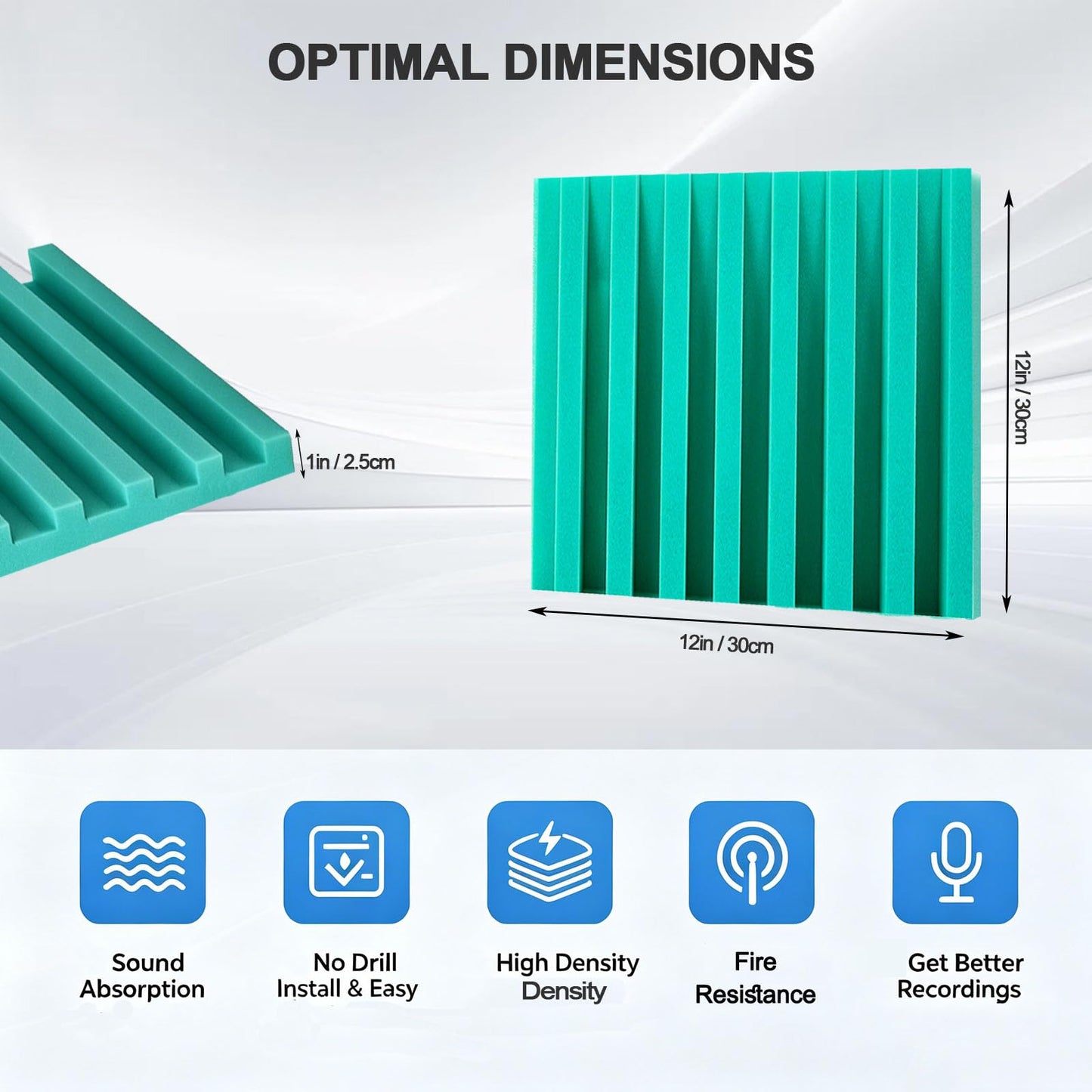 Sound Proof Foam Panels for Walls,Soundproof wall panels,Acoustic Foam Panels Insulation Studio Soundproofing Fire Resistant Noise Absorbing for Studio, Office, Home Blue(DK-L 12" X 12" X 1", 30PACK)