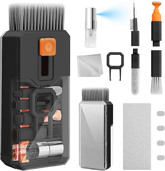 Ordilend All-in-1 Keyboard Cleaner and Laptop Cleaning Kit - Professional Computer Screen-Safe Tools for MacBook and Electronics - Portable Brush Set for Gamers and Remote Professionals, Black
