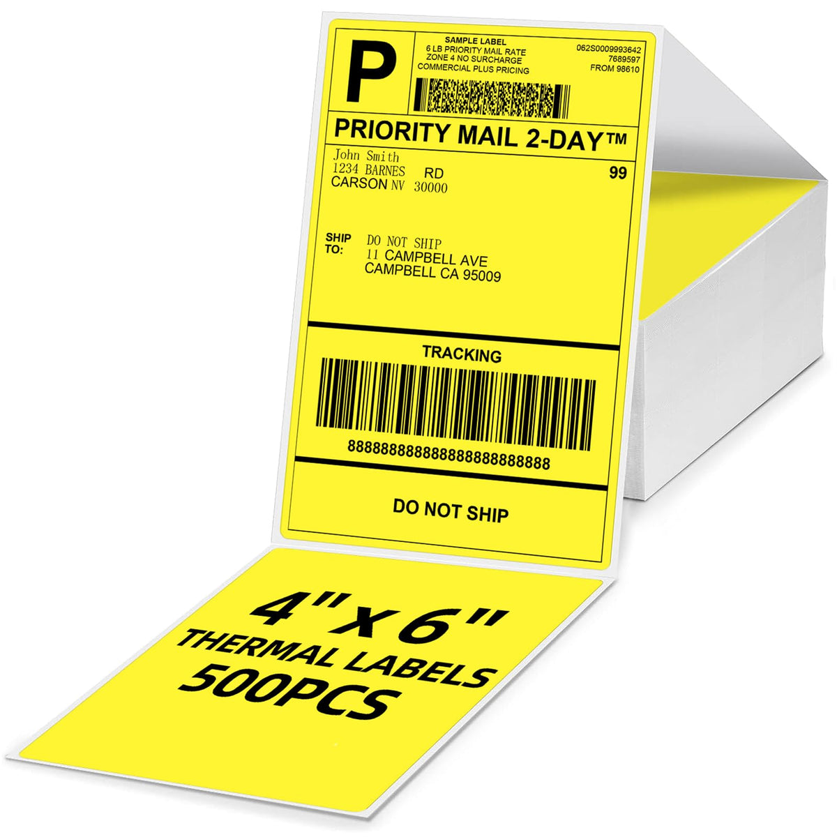 Omezizy 4x6 Thermal Shipping Label 1000pcs (Pack of 2 Roll 500 4x6 Labels)