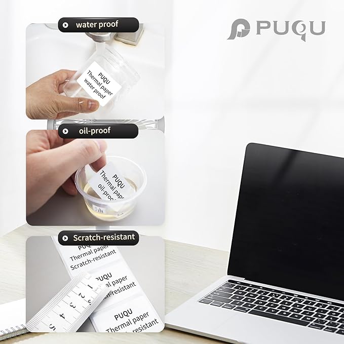 PUQU 30x20mm Direct Thermal Sticker Labels, Self-Adhesive All-Purpose Label Maker Tape, Compatible with AQ Series Label Printer, Refills Standard Laminated Office Labeling, 6 Rolls, 1920 Labels