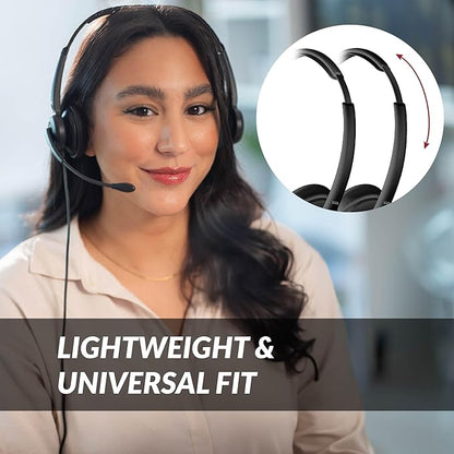 Cyber Acoustics USB-C Headset With AI Noise Cancelation (AC-304C) - Microphone Eliminates Background Noise in Offices, Homes or Any Environment, Black