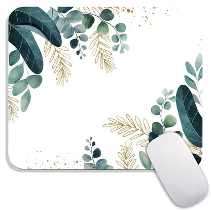 Armanza Square Mouse Pad Green Leaves, Personalized Premium-Textured Custom Mouse Mat Design, Washable Mousepad Cloth, Non-Slip Rubber Base Computer Mouse Pads for Wireless Mouse