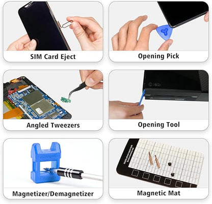 SHARDEN Precision Screwdriver Set, 122 in 1 Electronics Magnetic Repair Tool Kit with Case for Repair Computer, PC, Cellphone, Game Console, Watch, Eyeglasses etc (Blue)…