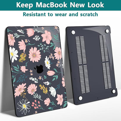 Teryeefi Design Case for MacBook Pro 13 inch M2 M1 A2338 A2251 A2289 A2159 A1989 A1706 (2016-2022,2024 Released), Shockproof Hard Shell for 13 inch MacBook Pro - Petal and Flowers