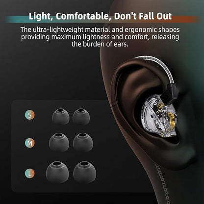 CCZ DC01 Pro in Ear Monitor, iems for Gaming, Professional Gaming Earbuds Super Bass Wired Earphones Headphones with 1DD, Patent Ear fins, Ear Tips, for Singers Musicians Podcaster (Cyan Without mic)