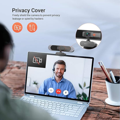 DEPSTECH 4K Webcam, DW49 HD 8MP Equipped with Sony Sensor Autofocus Webcam with Microphone, Privacy Cover, Plug Play USB Computer Web Camera for Pro Streaming/Online Teaching/Video Calling/Zoom/Skype