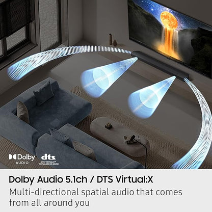 Samsung B-Series Soundbar HW-B750F 5.1 ch Subwoofer (2025 Model) Voice Enhance Mode, Q-Symphony, Adaptive Sound