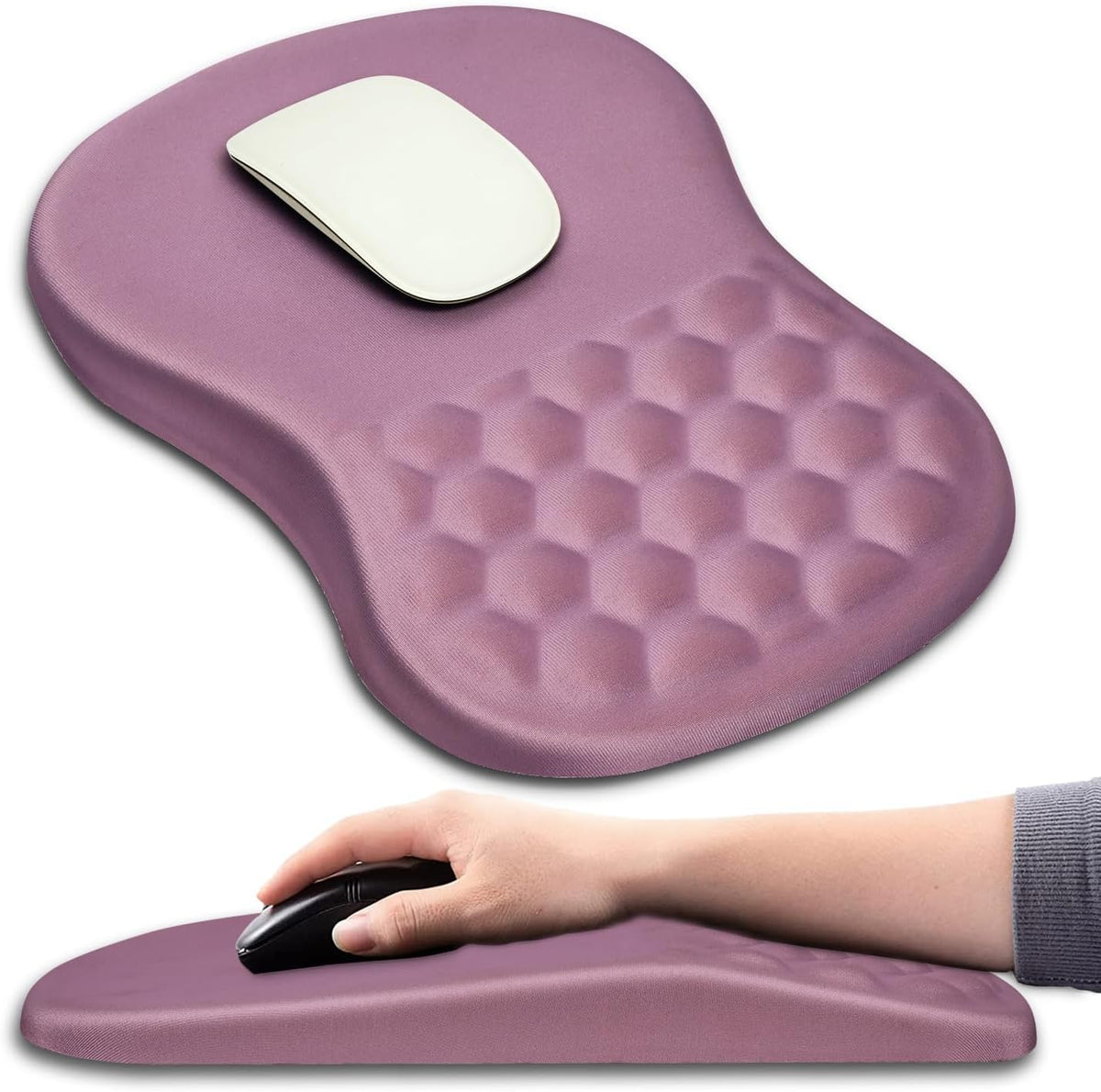 Hokafenle Ergonomic Mouse Pad Wrist Support with Massage Design, Wrist Rest Pain Relief Mousepad with Memory Foam&Non-Slip PU Base, Mouse Pads for Wireless Mouse & Desk (12x8 inch,Olive Green)