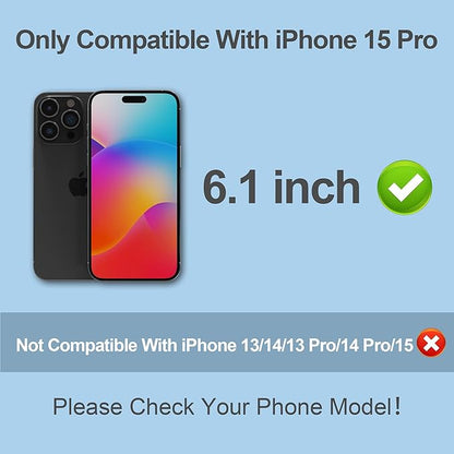 Compatible for iPhone 15 Pro Privacy Screen Protector Tempered Glass 6.1 Inch, Purple Gradient Anti Spy Anti Blue Light HD Easy Installation