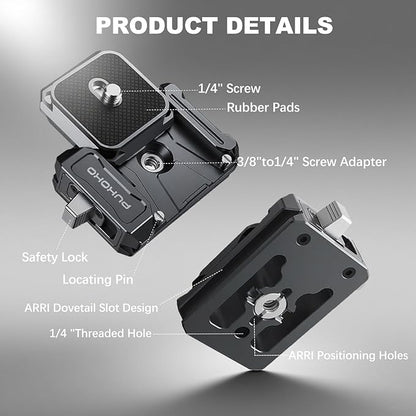 Camera Quick Release Plate Kit,w 1/4" to 3/8" Screw Thread,Quick Release System QR Plate Camera Tripod Mount Adapter for Canon/Sony/Nikon Cameras/Zhiyun/Feiyu/DJI