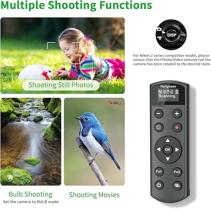 for Nikon Rechargeable Shutter Release,Wireless Camera Remote Control Compatible with P1000,P950,B600,A1000,Z6 II,Z30,Z50,Z5,Z7 II,Z fc,Z f,Z6 III,Z50 II,P1100,Z5II Replaces Nikon ML-L7