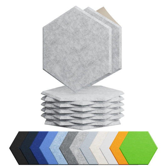 Amantech 12 Pack Acoustic Panels Self Adhesive Sound Proof Foam,High Density Sound Acoustic Foam Panel,12X10.23X0.4 Inch Hexagon Wall Panels in Home,Office,Reccording Room,Studio(Silver Gray)