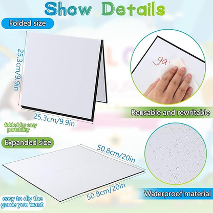Zhanmai 4 Pcs Folding Blank Game Board, 20" x 20" DIY Create Make Your Own Game Board, Blank Quad Fold Dry Erase Battle for Family School Classroom DIY Activities