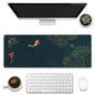 Eflxamz Large Gaming Mouse Pad, Koi Fish Ink Painting Desk Mat, Golden Line Lotus Desk Pad, Extended Big Computer Keyboard Mouse Pad with Non-Slip Base and Stitched Edge, 31.5"x11.8"
