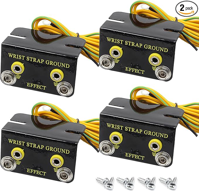ESD Wrist Strap Grounding Kit with 5.74ft Terminal Cable & Anti-Static Socket Connector - Durable Anodized Aluminum - Static Protection for Electronics (2-Port(4Pack))