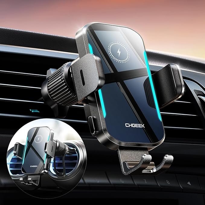 CHGeek Wireless Car Charger, 15W Fast Charging (Knight Black)