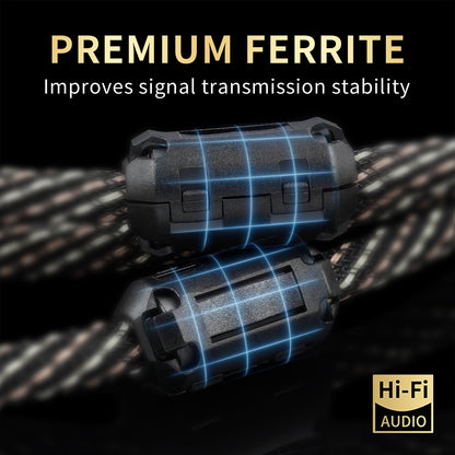 YYTCG Audiophile HiFi Audio Cable–3.5mm to 3.5mm,6N OFC Core,24K Gold-Plated Plugs,with Nylon Braid,AUX Cable,Compatible with Phone,MP4,Speakers,Amplifiers,TV(3.28ft/1m)