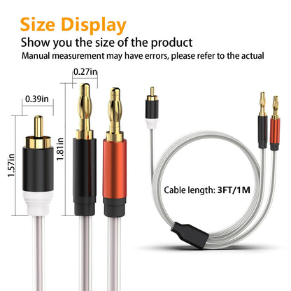 HOSONGIN RCA to Banana Plug Speaker Cable 3.3 Feet -2 Pack, Gold-Plated Dual-Shielding Hi-Fi Stereo Cable for Home Theater/Amplifier/Subwoofer/Speaker/Audio Receiver/Vinyl Record Player/SoundBar