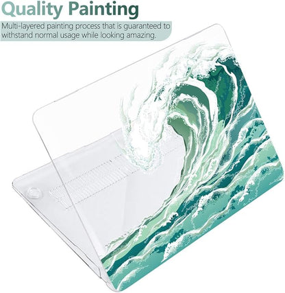 Batianda Case for MacBook Air 13 Inch M1 2020 2019 2018 Release Model A2337 A2179 A1932 with Retina & Touch ID,Pattern Clear Hard Case Shell Cover with Keyboard Cover & Screen Protector,Wave