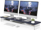 Fenge Acrylic Monitor Stand Riser, 42.5 Inches Dual Monitor Stand with Metal Storage, 2 Tier Acrylic Computer Riser for Desk, Clear Laptop Stand for PC, Laptop, Printer, TV, Blue