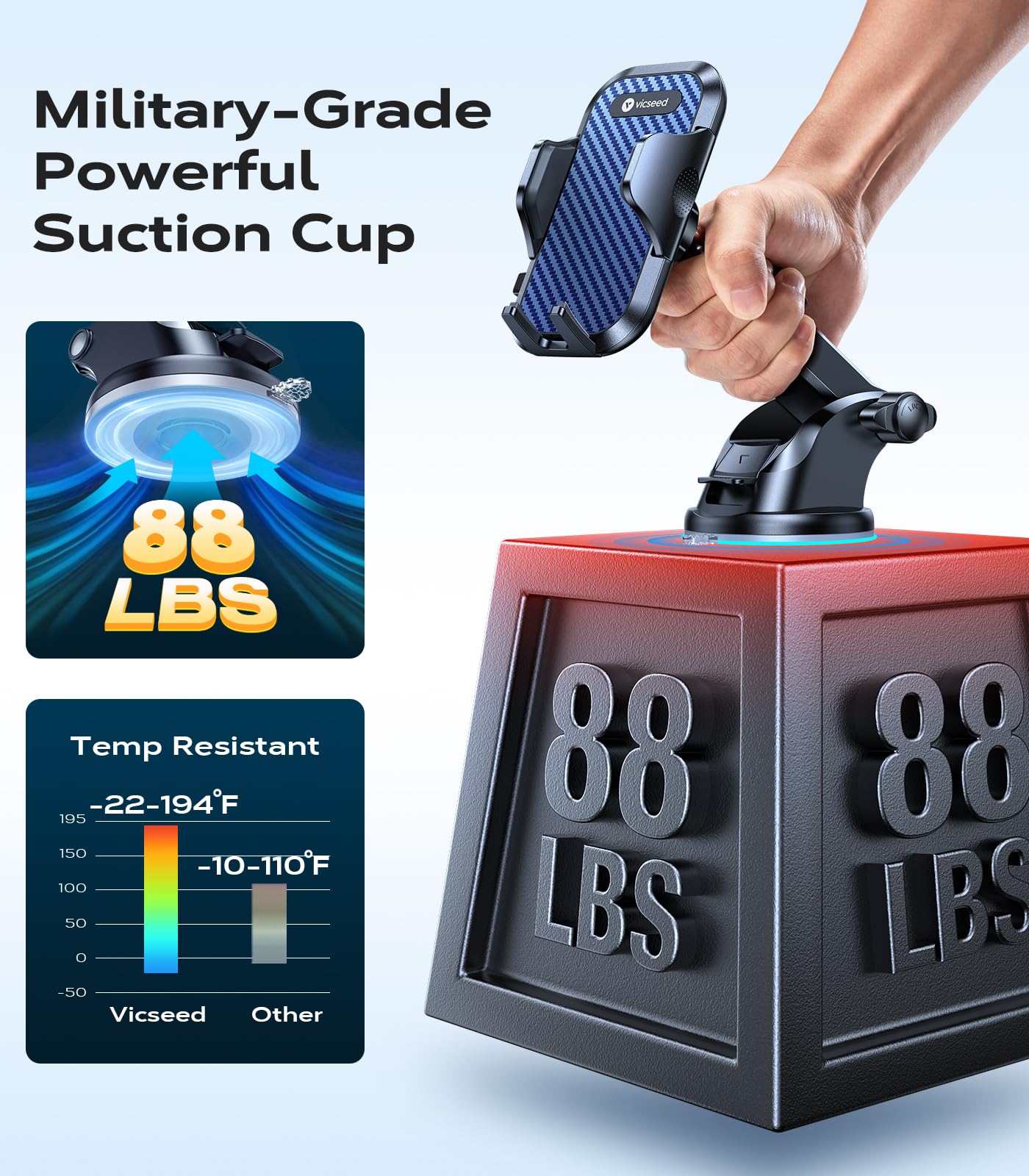 VICSEED Upgraded [Racing-Grade Steady] Phone Holders for Your Car Dark Blue